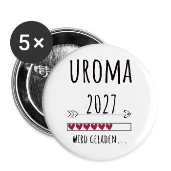 Werdende Uroma 2027 – Schwangerschaft Verkünden - Buttons groß 56 mm (5er Pack) - Weiß - Vorne