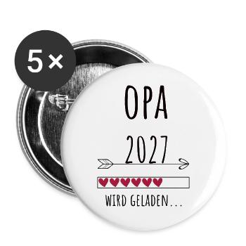 Werdender Opa 2027 – Schwangerschaft Verkünden - Buttons groß 56 mm (5er Pack) - Weiß - Vorne