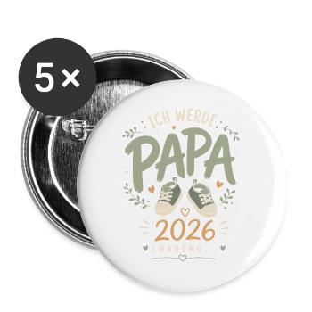 Werdender Vater Ich werde Papa - Buttons groß 56 mm (5er Pack) - Weiß - Vorne