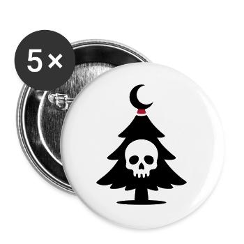 Totenkopf Weihnachtsbaum Logo - Buttons groß 56 mm (5er Pack) - Weiß - Vorne