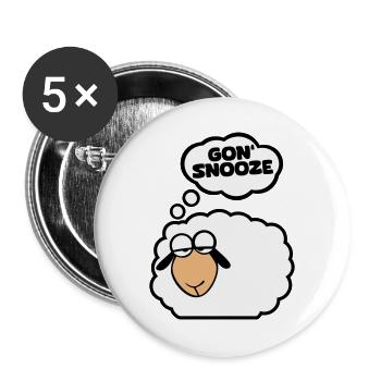 Schlafschaf englisch - Buttons groß 56 mm (5er Pack) - Weiß - Vorne