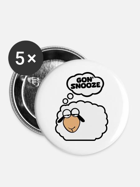 Schlafschaf englisch - Buttons groß 56 mm (5er Pack) - Weiß