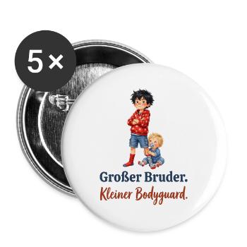 Großer Bruder. Kleiner Bodyguard. – Geschwister - Buttons groß 56 mm (5er Pack) - Weiß - Vorne