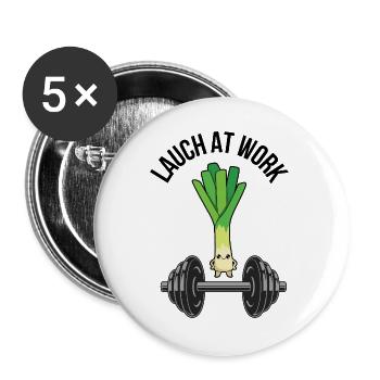 Lauch At Work – Lustiges Fitness & Gym Design - Buttons groß 56 mm (5er Pack) - Weiß - Vorne