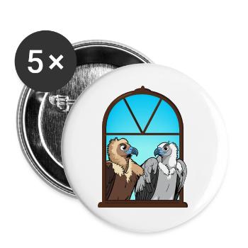 Urbane Aasgeier, das Fensterduo Vögel Portrait - Buttons groß 56 mm (5er Pack) - Weiß - Vorne