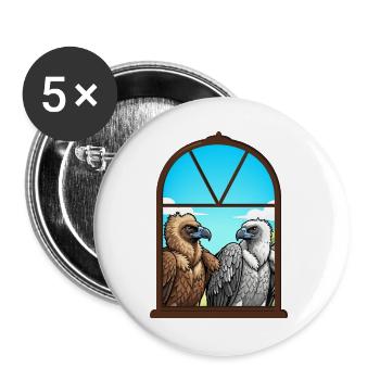 Adlerblick Fensterduo — Geier Freunde - Buttons groß 56 mm (5er Pack) - Weiß - Vorne