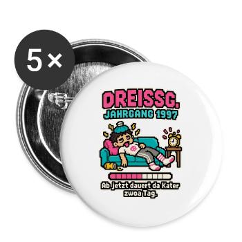 Dreißg Jahrgang 1997 - Buttons groß 56 mm (5er Pack) - Weiß - Vorne