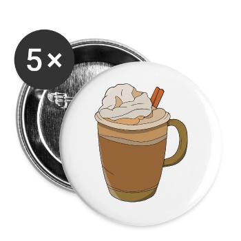 Herbst-Schlagsahne-Kaffee Kürbis-Gewürz-Latte - Buttons groß 56 mm (5er Pack) - Weiß - Vorne