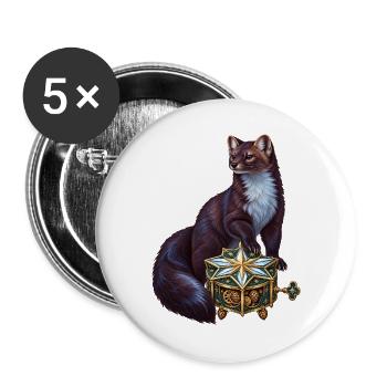 Zobel mit Polarstern-Spieluhr - Buttons groß 56 mm (5er Pack) - Weiß - Vorne