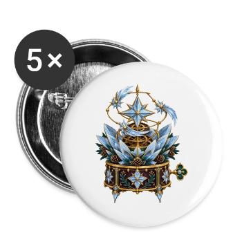 Frostblumen-Uhrwerk mit Kometenmechanik - Buttons groß 56 mm (5er Pack) - Weiß - Vorne