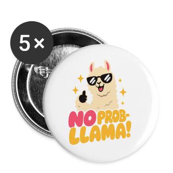 No Prob-Llama – Daumen hoch und Funkelsterne - Buttons groß 56 mm (5er Pack) - Weiß - Vorne