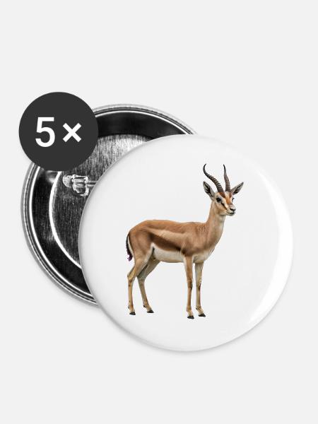 Gazellen-Silhouette im Goldenen Horizont - Buttons groß 56 mm (5er Pack) - Weiß