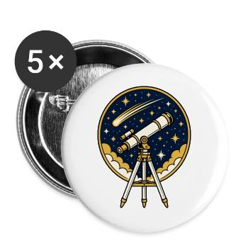 Teleskop Sternenhimmel Komet Astronomie Vektor Shi - Buttons groß 56 mm (5er Pack) - Weiß - Vorne