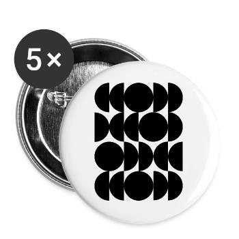 kühnes geometrisches Bauhaus-Kunst-T-Shirt - Buttons groß 56 mm (5er Pack) - Weiß - Vorne