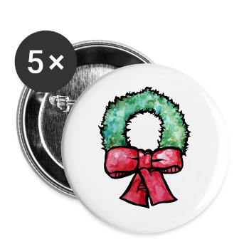Grüne Afro-Krone mit roter Schleife - Buttons groß 56 mm (5er Pack) - Weiß - Vorne