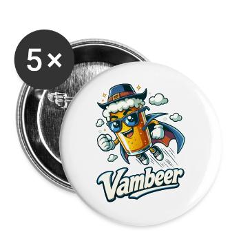 Vambier Lustiges Bier Vampir Cartoon Halloween - Buttons groß 56 mm (5er Pack) - Weiß - Vorne