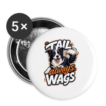 Border Collie - Buttons groß 56 mm (5er Pack) - Weiß - Vorne