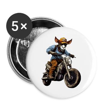Motorrad Esel - Buttons groß 56 mm (5er Pack) - Weiß - Vorne