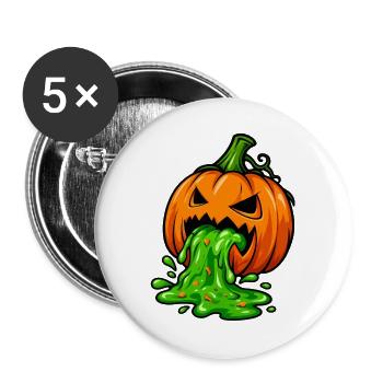 Giftiger Halloween Kürbis - Buttons groß 56 mm (5er Pack) - Weiß - Vorne