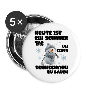 Schneemann Zeit - Snowman Time - Buttons groß 56 mm (5er Pack) - Weiß - Vorne