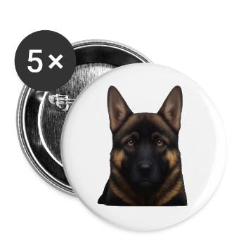 Schäferhund Kopfporträt - Buttons groß 56 mm (5er Pack) - Weiß - Vorne