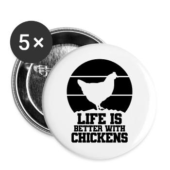 Huhn Spruch Humor - Buttons groß 56 mm (5er Pack) - Weiß - Vorne