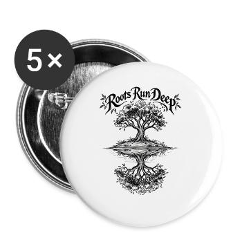 Wurzeltiefer Baum - Buttons groß 56 mm (5er Pack) - Weiß - Vorne