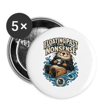 RobVibe Wild Club – Otter Past the Nonsense - Buttons groß 56 mm (5er Pack) - Weiß - Vorne