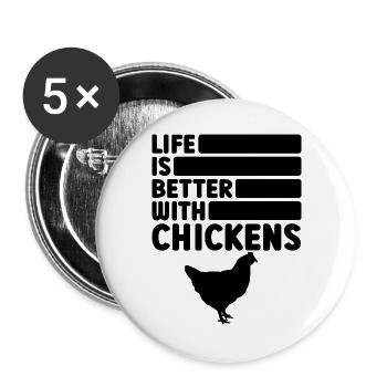 Huhn Spruch Humor - Buttons groß 56 mm (5er Pack) - Weiß - Vorne