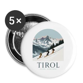 Tirol Austria Alpine Skiing - Buttons groß 56 mm (5er Pack) - Weiß - Vorne