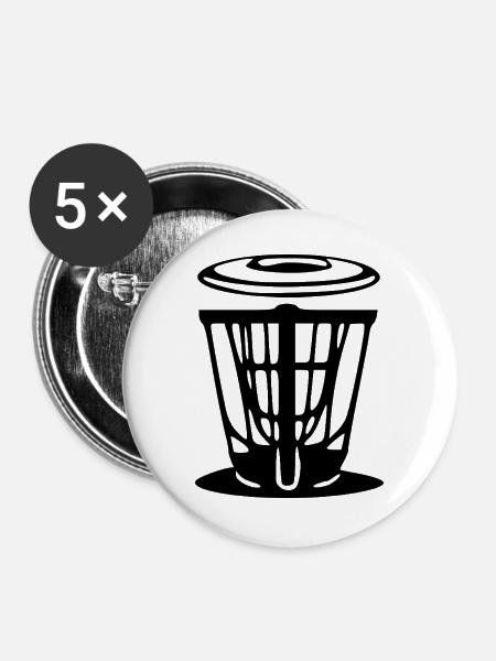 Discgolf Geschenkidee Spieler - Buttons groß 56 mm (5er Pack) - Weiß
