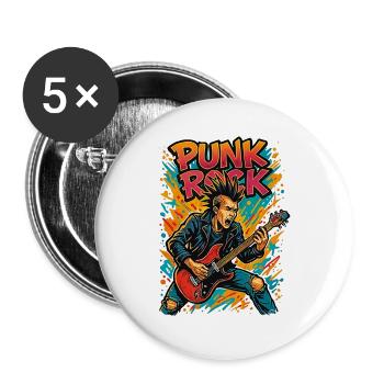 Punk - Buttons groß 56 mm (5er Pack) - Weiß - Vorne