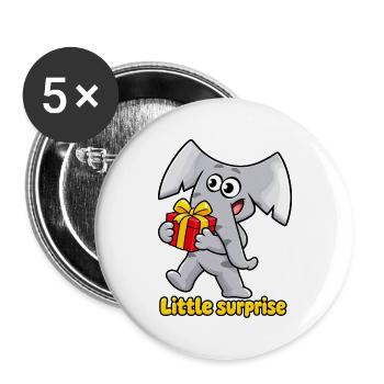 Kleine Überraschung Charlie, der Elefant - Buttons groß 56 mm (5er Pack) - Weiß - Vorne
