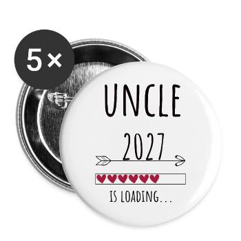 Pregnancy Announcement – Onkel 2027 Geschenk - Buttons groß 56 mm (5er Pack) - Weiß - Vorne
