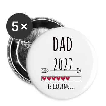 Pregnancy Announcement – Papa 2027 Geschenk - Buttons groß 56 mm (5er Pack) - Weiß - Vorne