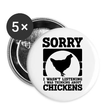 Huhn Spruch Humor - Buttons groß 56 mm (5er Pack) - Weiß - Vorne
