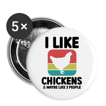 Huhn Spruch Sarkasmus Retro - Buttons groß 56 mm (5er Pack) - Weiß - Vorne