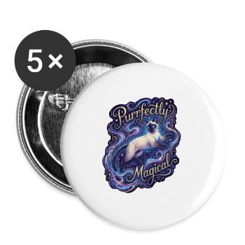 Magische Siamkatze Kosmischer Mystiker - Buttons groß 56 mm (5er Pack) - Weiß - Vorne