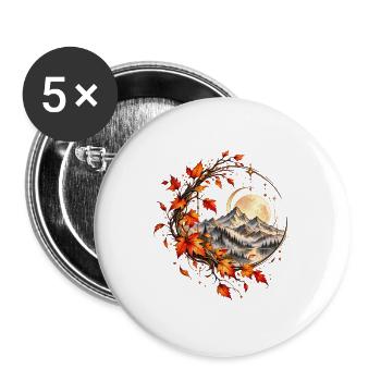 Herbstmond über stillen Bergen - Buttons groß 56 mm (5er Pack) - Weiß - Vorne