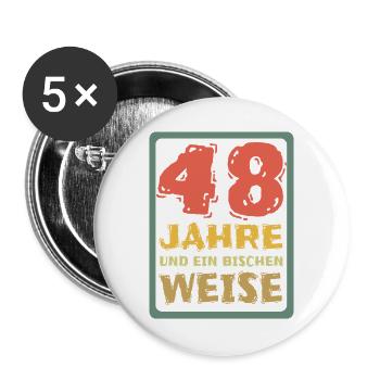 Weisheit 48 - Buttons groß 56 mm (5er Pack) - Weiß - Vorne