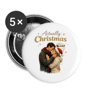 Romantische Weihnachtsumarmungen - Buttons groß 56 mm (5er Pack) - Weiß - Vorne