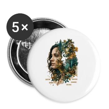Waldporträt: Eine Verbindung zur Natur - Buttons groß 56 mm (5er Pack) - Weiß - Vorne