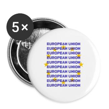 EU Flag European Union - Buttons groß 56 mm (5er Pack) - Weiß - Vorne