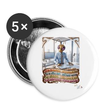 Heuschrecke JOGUE Bürokaufmann Kaufmann Pop Art - Buttons groß 56 mm (5er Pack) - Weiß - Vorne