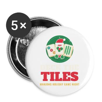Deck die Steine – lustiges Mahjong-Weihnachtsspiel - Buttons groß 56 mm (5er Pack) - Weiß - Vorne