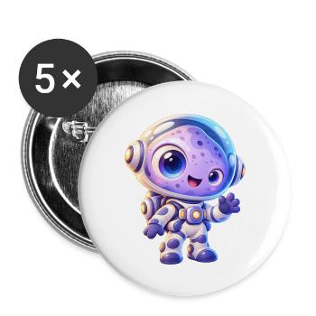 Kuscheliger Astronaut im All - Buttons groß 56 mm (5er Pack) - Weiß - Vorne