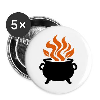 Hexenkessel Zaubertrank Logo - Buttons groß 56 mm (5er Pack) - Weiß - Vorne