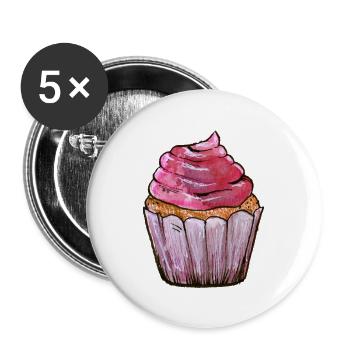 Pink Frost Cupcake Aquarell - Buttons groß 56 mm (5er Pack) - Weiß - Vorne