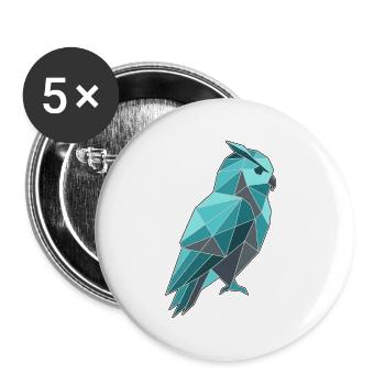 Poly Stil Eule - Buttons groß 56 mm (5er Pack) - Weiß - Vorne