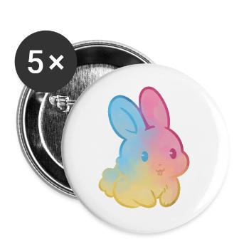 Pastell-Regenbogenhase - Buttons groß 56 mm (5er Pack) - Weiß - Vorne